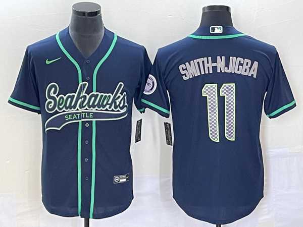 Mens Seattle Seahawks #11 Jaxon Smith-Njigba Navy With Patch Cool Base Stitched Baseball Jersey->seattle seahawks->NFL Jersey